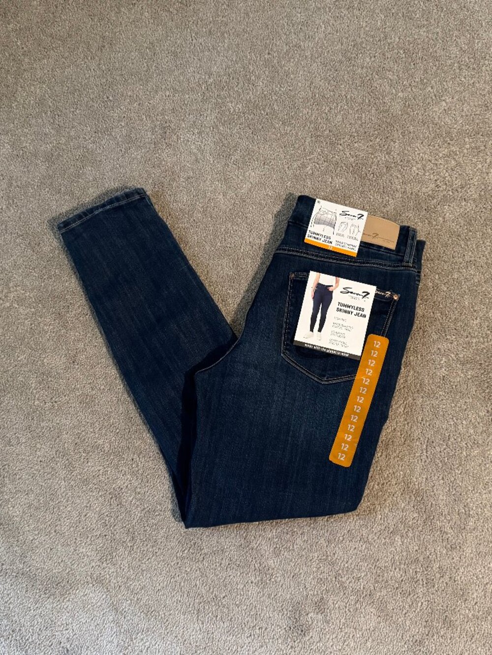 Seven7 High Rise Tummyless Skinny Jeans Dark Wash Size 12 (32x29) NWT